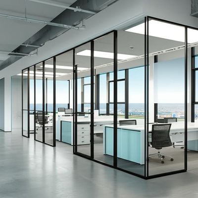 Harga yang bagus Single Glazed Office Glass Partition Wall with Sound Insulation and 108mm/90mm Thickness for Panoramic System on line