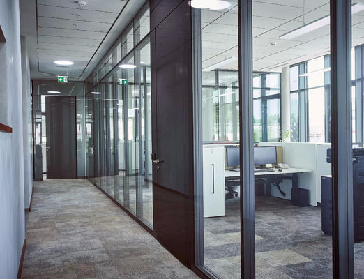 Tempered Sliding Aluminium Frame Glass Partition Wall Untuk Project Walls Kantor