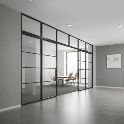 Aluminium Frame Sliding Double Office Glass Partition Wall Untuk Ruang Konferensi