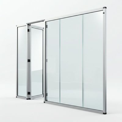 Folding Double Office Glass Partition Wall Tanpa Bingkai Untuk Pusat Konferensi