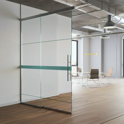 Panorama Kantor Tempered Kaca Partisi Tembok Untuk Tembok Geser