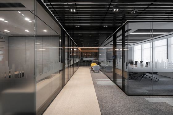 Perpaduan kaca yang dapat dilepas tahan lama Perpaduan kaca ganda Modular Kantor Perpaduan kaca dinding